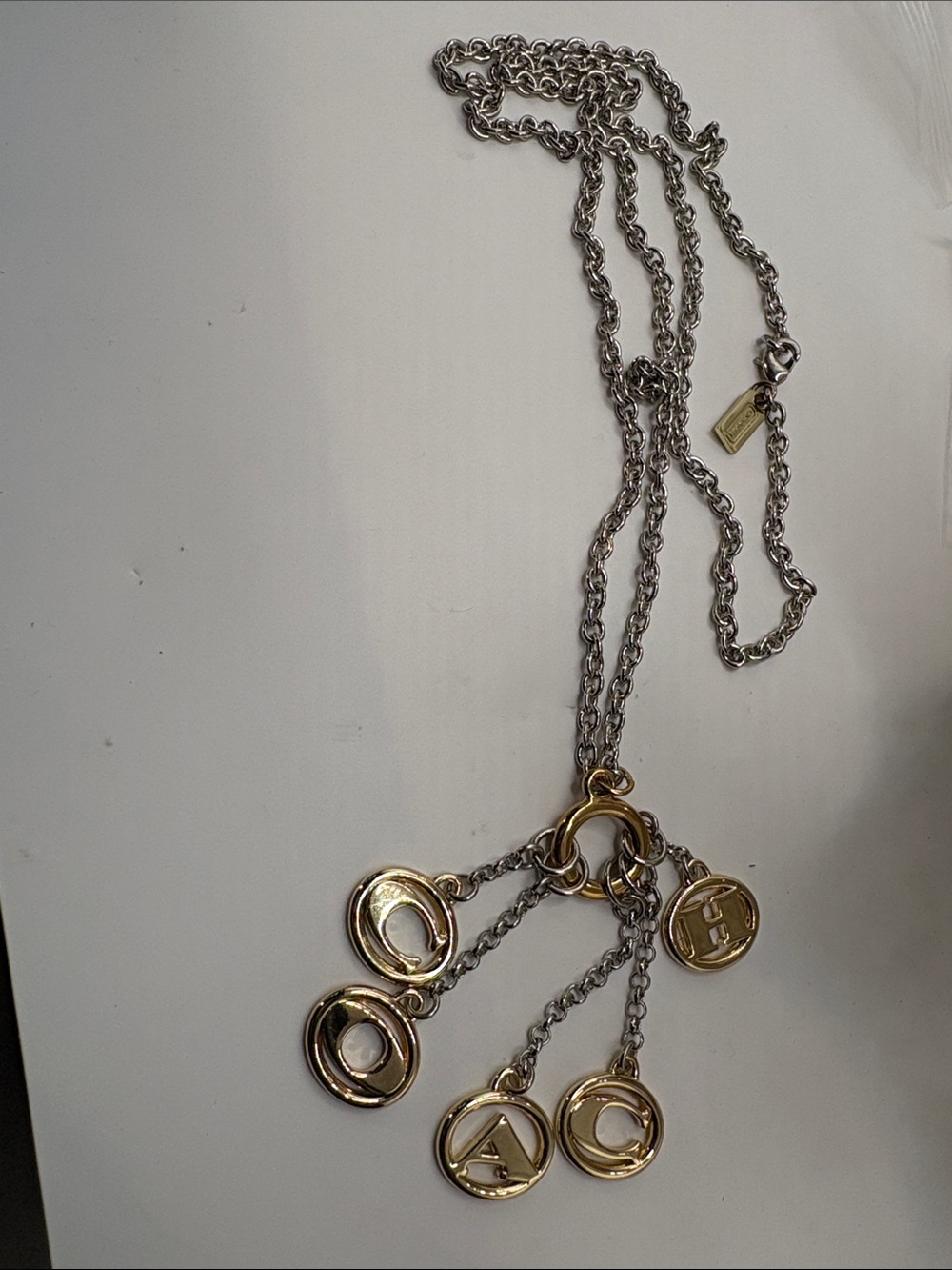 Coach Gold & Silver Pendant Letter Charm Necklace